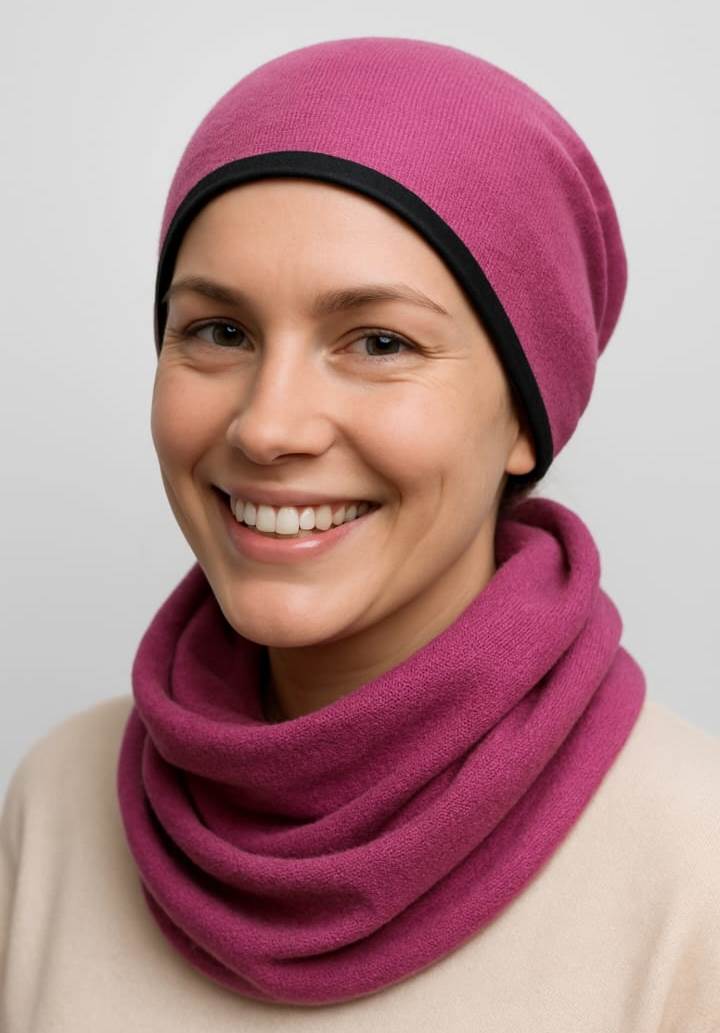 Magic Mütze Merino Strick Fuchsia