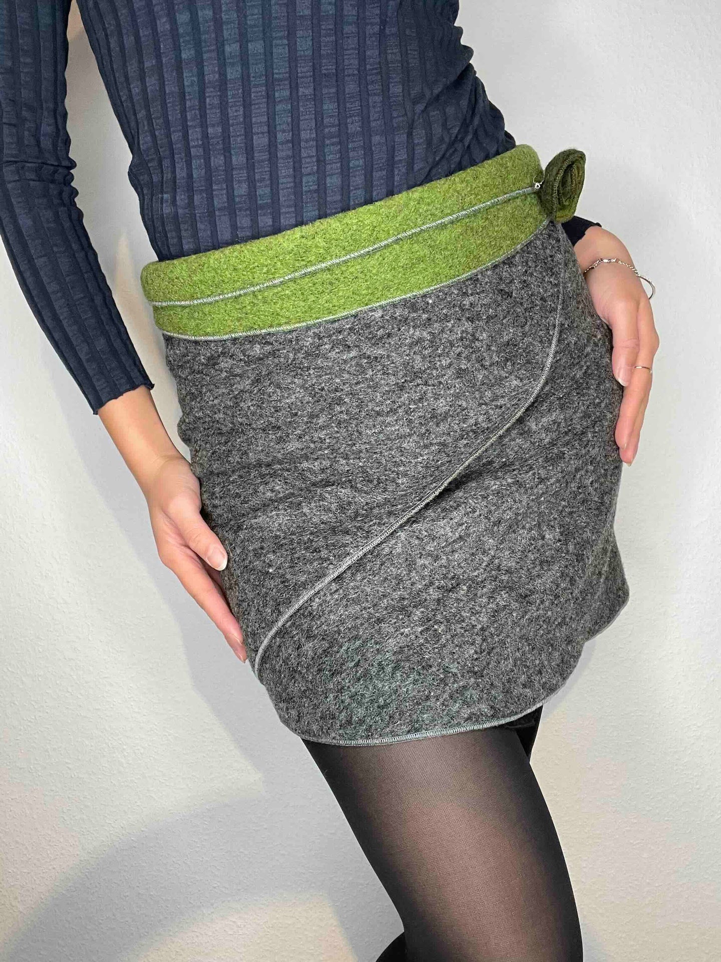 Kuschelrock Doubleface Grau-Grün etwas länger